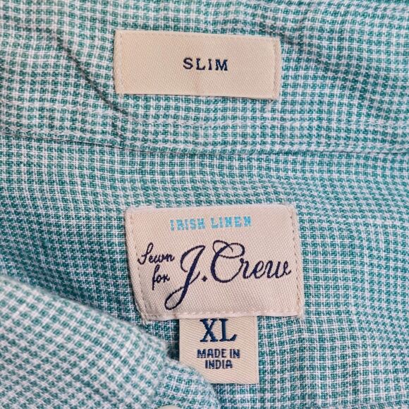 J Crew Baird McNutt Linen Shirt Men's XL Slim Fit Button Down Shirt Green - Picture 5 of 11